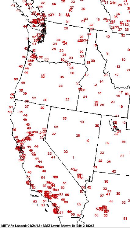 Western North America: Routine meteorological measurements Hourly surface observations at dozens of sites 18 rawinsonde sites, launched