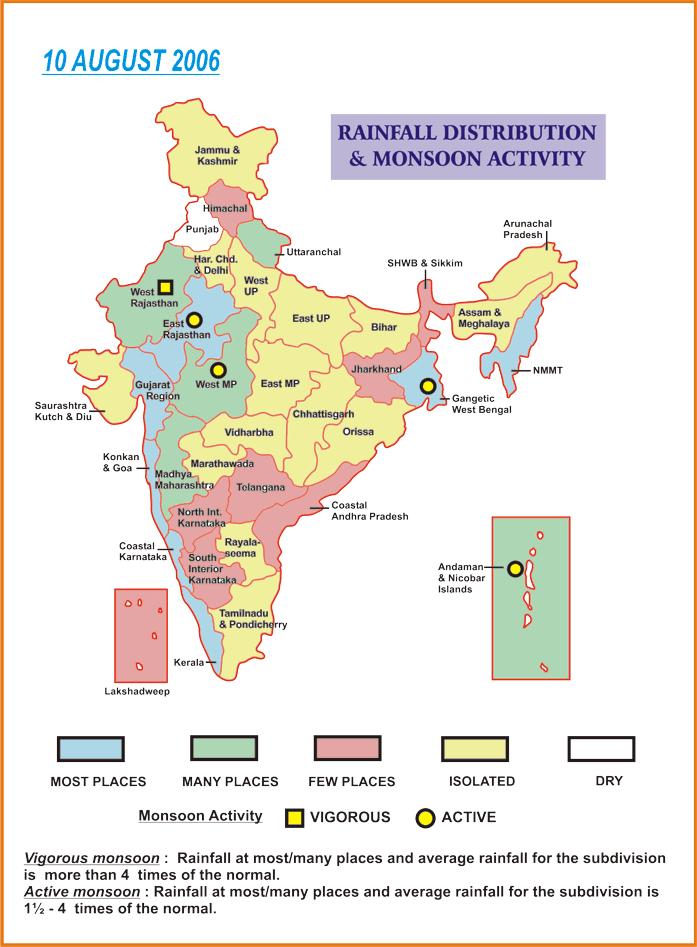 Summary of Agromet Advisory Services for different States of the country Issued by Agricultural Meteorology Division, India Meteorological Department, Pune, India Thursday, 10 th August, 2006 (For