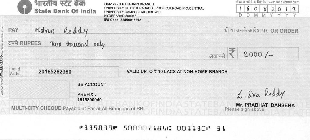 6. All cheques are to be issued with the account number field (at the provided place holder as per the sample enclosed) pre-printed. 7.