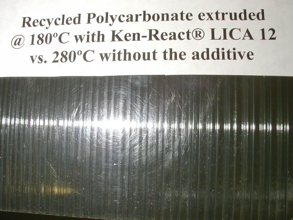 Recycled PET/Polycarbonate 80/20 Blend Using 1% Titanate Catalyst + Extruded@ 180ºC