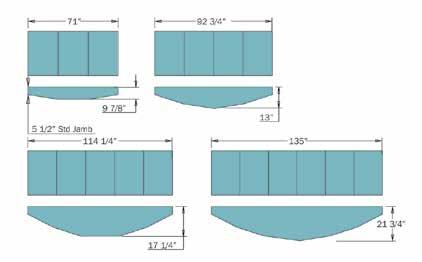 Bow Window Projection Chart Size Range Overall Projection Range 9º Bow 3-Lite Unit 52-96 9 1/2-12 9º Bow 4-Lite Unit 66-120 12 1/4-17 9º Bow 5-Lite Unit 84-144 15 1/4-21 1/2 9º Bow 6-Lite Unit