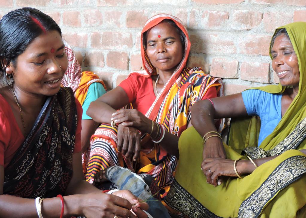 Monica Singh, left, leads her selfhelp group in West Bengal, India, and serves as a resource for women in her community facing gender injustices.