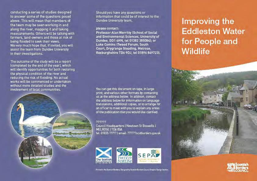 Social challenges Opportunities and Barriers to restoration Interviews with key stakeholders: Scottish Govt, SEPA, Tweed Forum, Scottish Borders