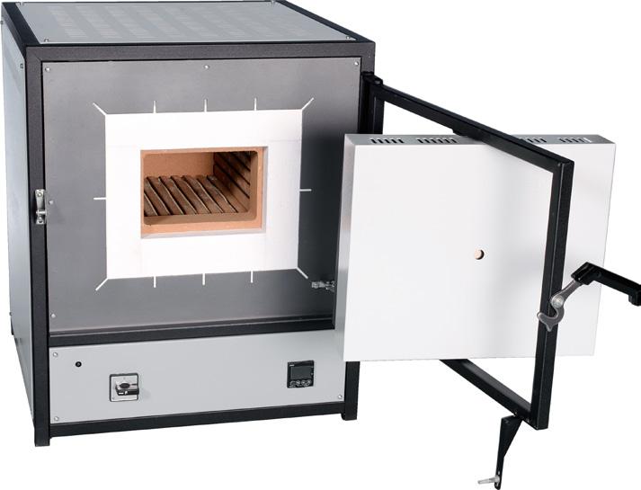CHAMBER LABORATORY Maximum temperature 1300 C; Control panel on the underpart; Ceramic chamber; Open heating elements in the grooves; Bottom ceramic plates; Door opening on the left; Door safety
