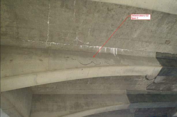 Figure 14 Retrofit Inspection - May 2017 A routine inspection in November 2015 uncovered a new crack in Girder 2 causing concrete delamination.