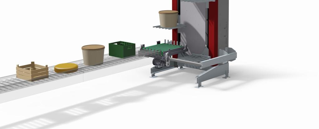 Product carrier remains horizontal Packs up to 50kg weight Number of carriers determines capacity (not speed)