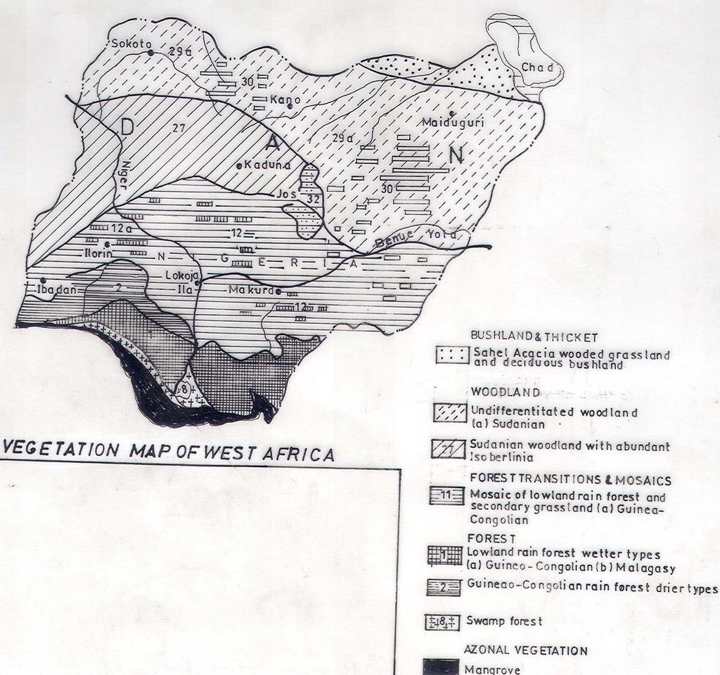 SITUATION IN NIGERIA The eco-climatic zones in Nigeria support a variety of vegetation; among which the most extensive