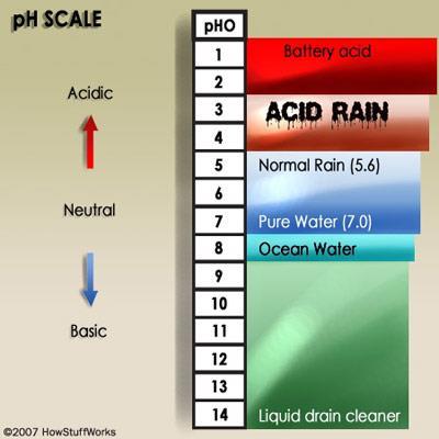 The ph of rain is normally slightly acidic due to CO 2 in the atmosphere, some of which reacts