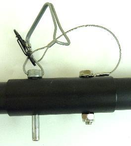 The directional hydrophone section is the bottom and the compass handle is the top of the staff