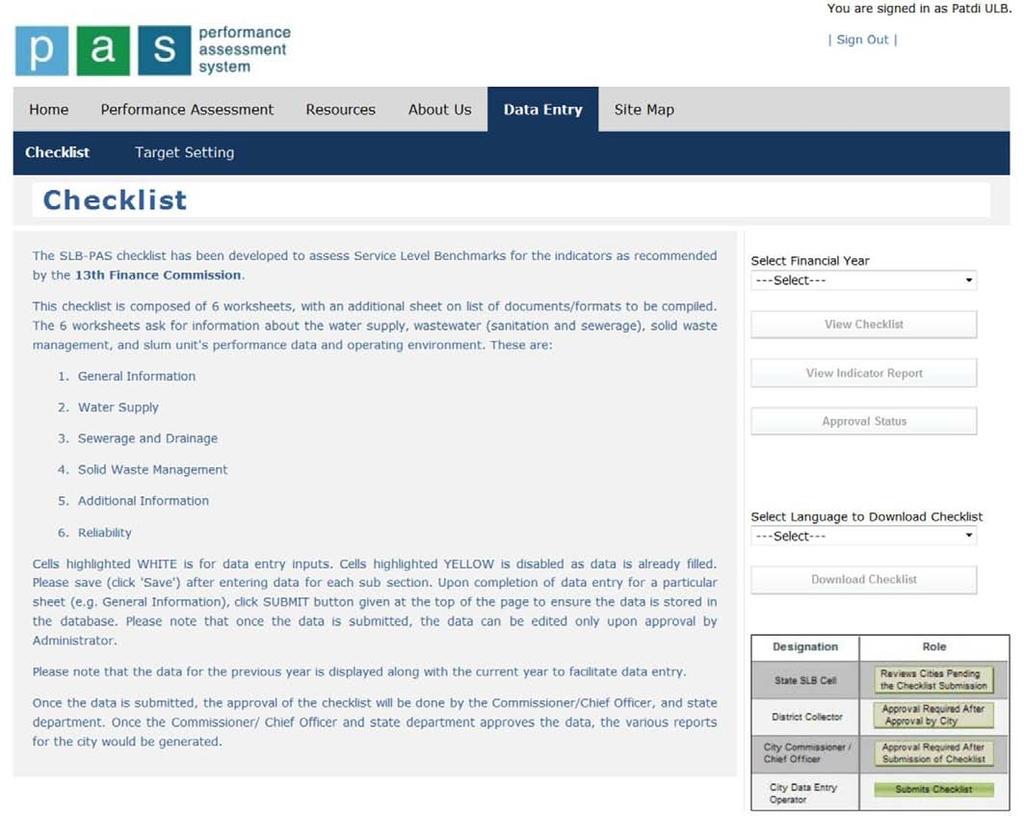 STEP 3. A page describing the format of the online checklist opens.