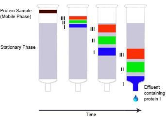 Chromatography techniques Separation of molecules present in a liquid or gaseous environment (mobile phase) via passing through a column