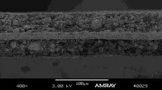 Similar measurements were made to copper and they showed a 23 µm width on the entrance side and 16 µm on the exit side.