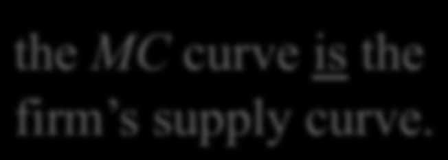 Costs MC P 2 MR 2 The MC curve determines the firm s Q at