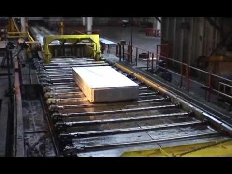 Ingot Before heading to the rolling stands, a large ingot of aluminum is heated in a furnace for hours to days.