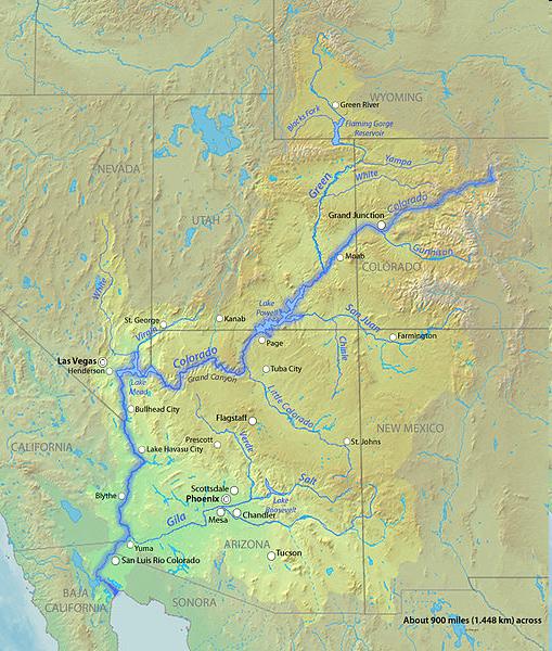 The Drainage Basin From Peaks of Colorado to Mexico 1,400 miles