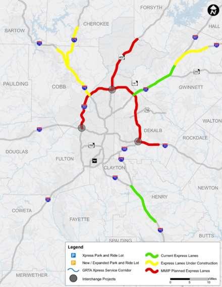 Georgia s Major Mobility Investments CURRENT EXPRESS LANES PROJECTS I-85 Express Lanes OPEN I-75 South Metro Express Lanes OPEN Northwest Corridor Express Lanes Fall 2018 I-85 North