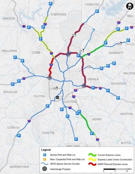 Georgia s Major Mobility Investments & Xpress Service CURRENT EXPRESS LANES PROJECTS I-85 Express Lanes OPEN I-75 South Metro Express Lanes OPEN Northwest Corridor Express Lanes Fall 2018 I-85