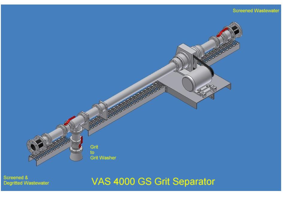2.0 TEST CONFIGURATION 2.1 Voraxial Grit Separator The VAS4000GS Voraxial Grit Separator is designed for installation in the headworks of a WWTP, after the screening unit.