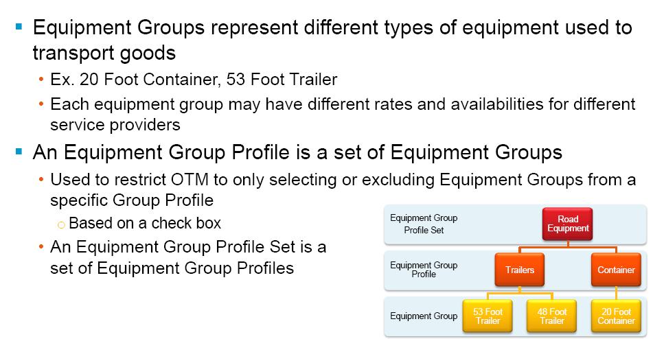 Equipment Groups and Equipment Group Profiles