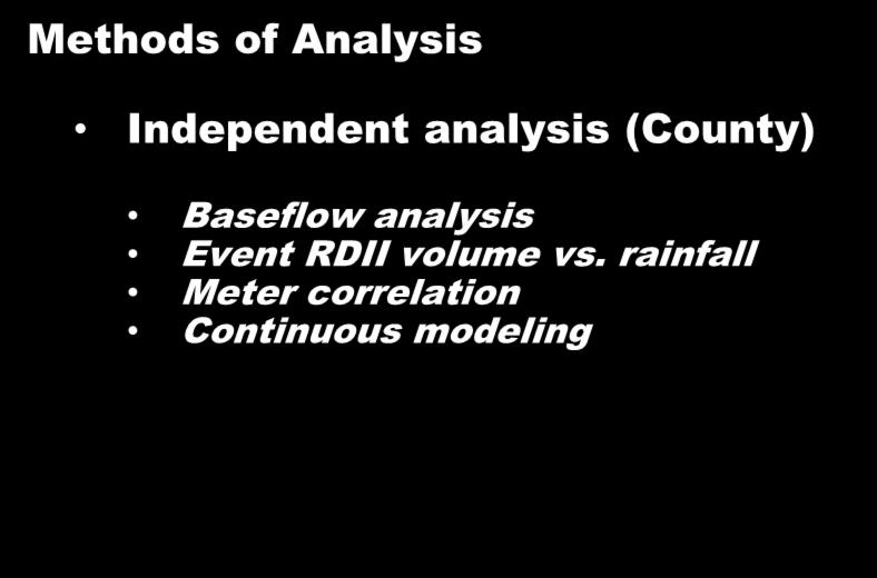 Example 2 Methods of Analysis Independent analysis (County) Baseflow