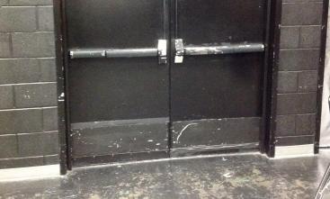 required Door panic bars are also in bad condition and need to