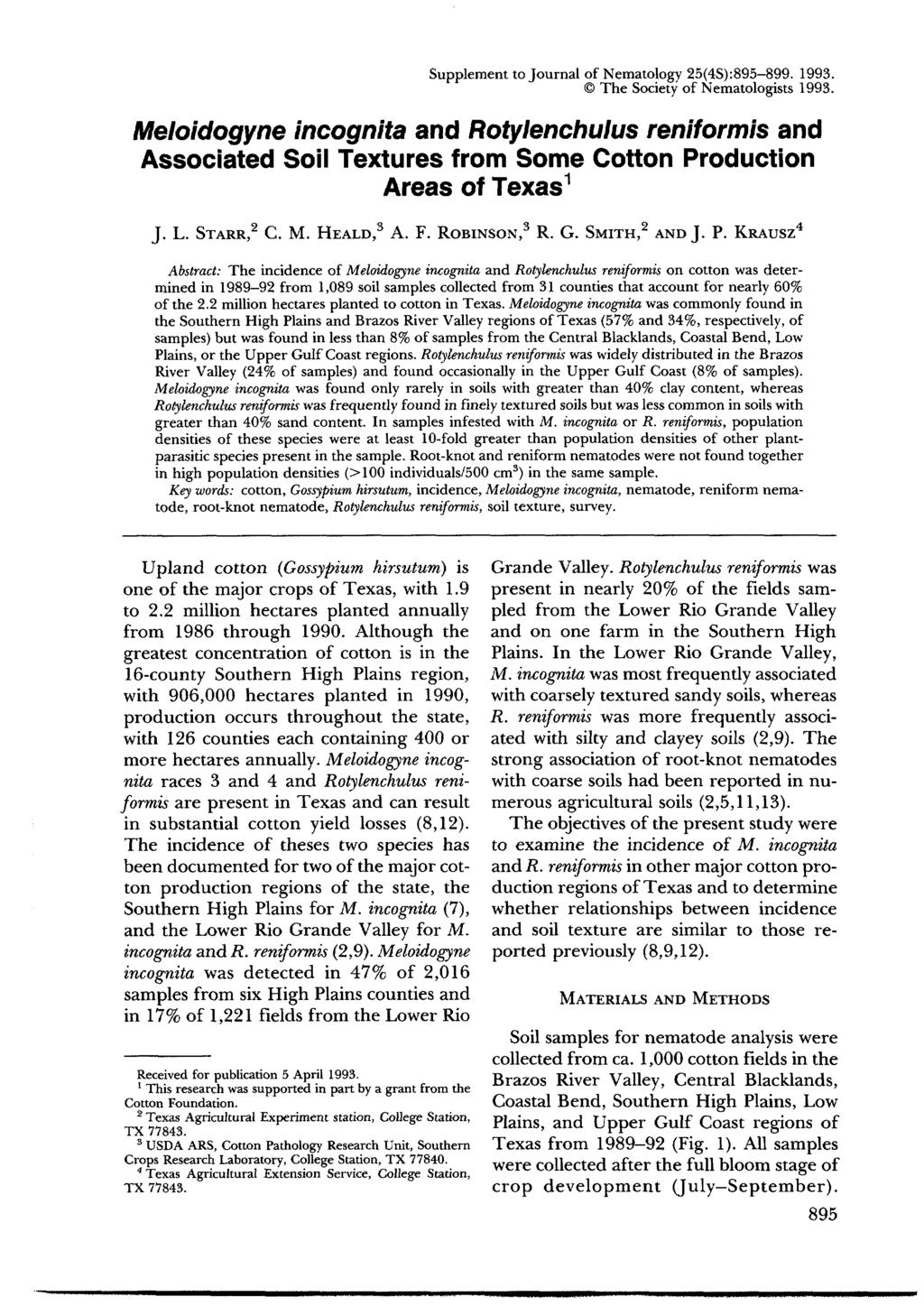Supplement to Journal of Nematology 25(4S):895-899. 1993. The Society of Nematologists 1993.