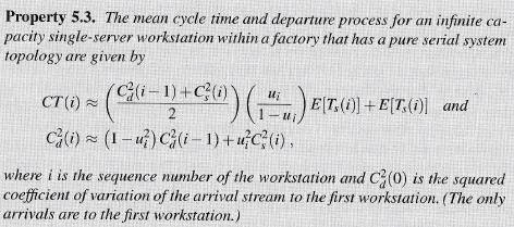 The departure stream characteristics for each workstation consists of the mean inter-arrival time and the squared coefficient of variation of these times.