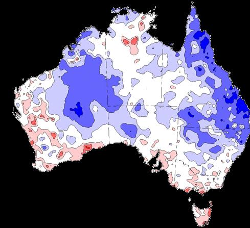 Northern New South Wales and most of Queensland enjoyed well above rainfall. More recent rains this month have seen much of the country soaked.