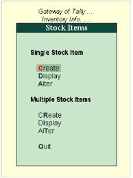 Creation of Stock Item Gateway of