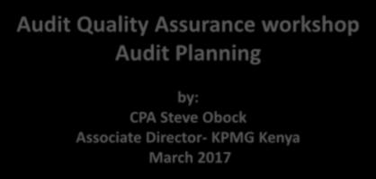 Audit Planning by: