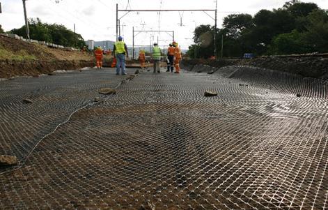 Hexagonal stabilisation geogrids have been used extensively in rail projects around the world since their introduction in 2007.