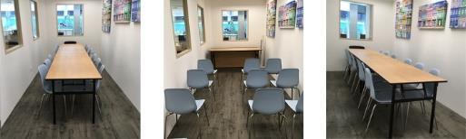pop-up sales, day workshops Included: 6ft x 3 ft tables if required Seating for
