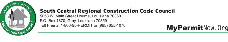 General Residential Code Requirements Dear Applicant: This is to advise that our review will be based on compliance with the requirements of the Louisiana State Uniform Construction code in