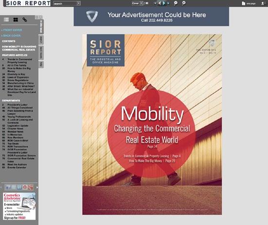 SIOR REPORT DIGITAL MAGAZINE PRICING & SPECIFICATIONS FEATURES OF SIOR REPORT MAGAZINE WEBSITE ADVERTISING: Directs