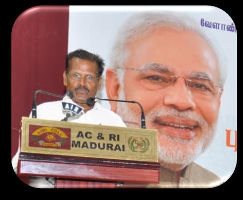 Felicitations Shri.A.Selvapandi Joint Director of Agriculture, Madurai Dr.A.Selvapandi, JDA hinted the gap between technology emergence and adoption.
