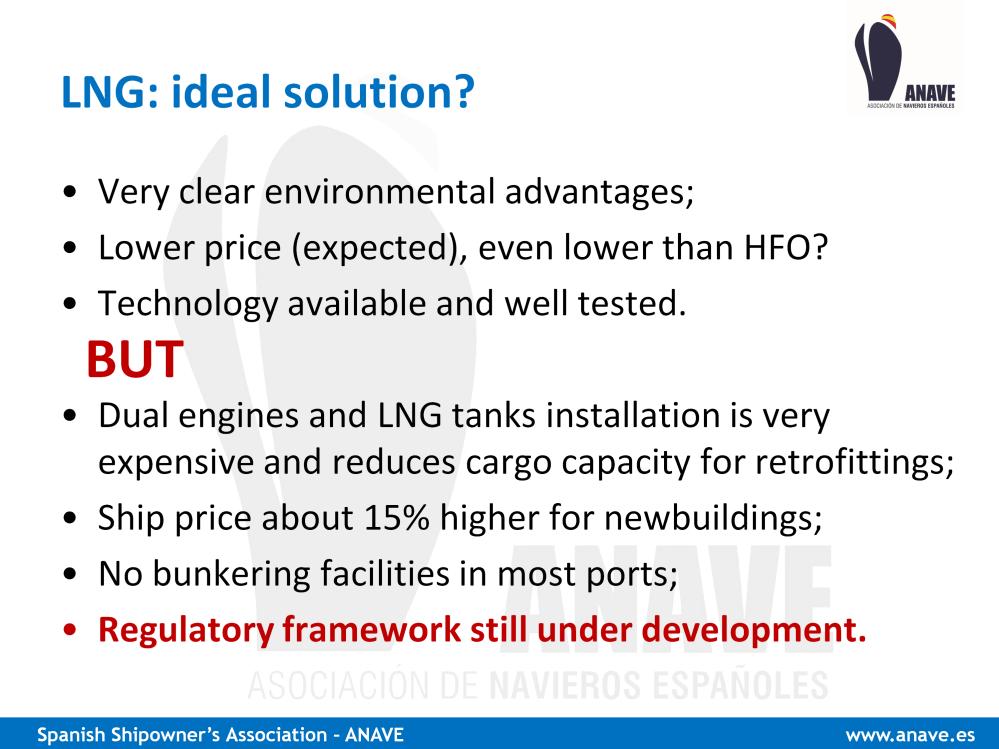 Therefore, LNG seems to be an ideal solution to this dilemma for shipping companies: - It has very clear environmental advantages - Probably will be even cheaper than HFO - The