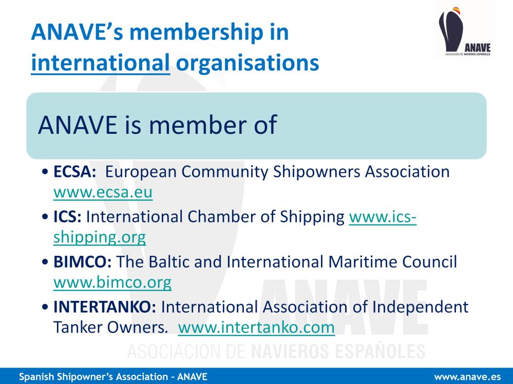 ANAVE is an active member of some of the most