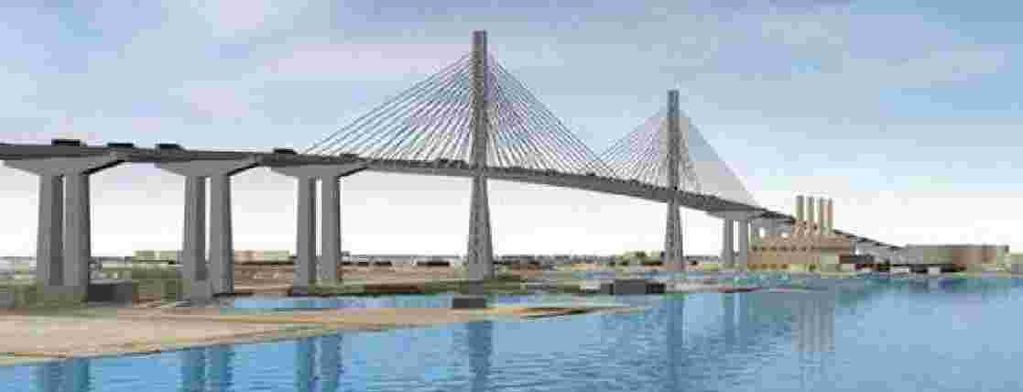 cable-stayed design and 200 feet of clearance over