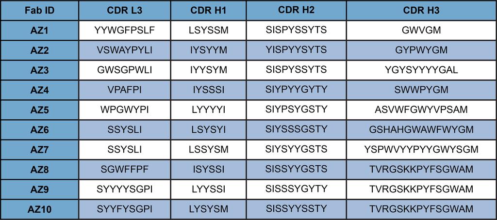 Supplementary Results Supplementary Table 1 Sequences of chemically inducible BCL-xL binding Fab clones.