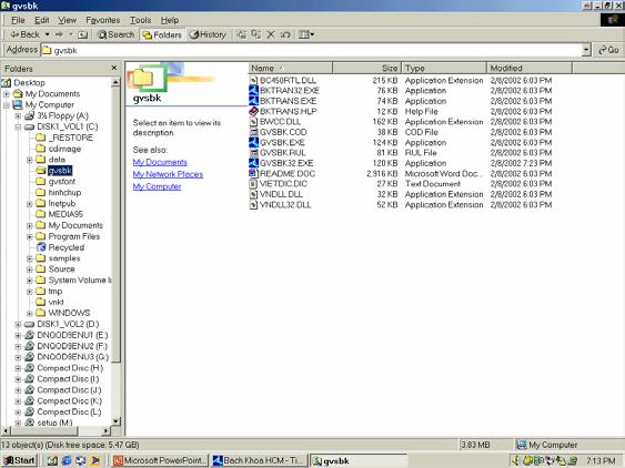 MenuBar chứa tất cả tác vụ mà ứng dụng hỗ trợ Toolbar chứa các icon tác vụ thường dùng TreeCtrl hiển thị hệ thống file dạng cây ListCtrl hiển thị các