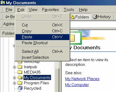Qui trình copy thư mục/file trong WE như sau : 1. duyệt cây thư mục trong cửa sổ bên trái và chọn thư mục mà ở đó bạn muốn copy thư mục/file. 2. chọn các phần tử cần copy trong ListCtrl bên phải. 3.
