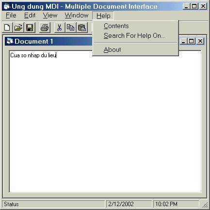 Các đối tượng giao diện có trong VB (tt) MenuBar Toolbar CommandButton Pop-up Menu 1 window chứa 1 document của ứng dụng StatusBar Chương 3 : Tổng quát về lập trình Visual Basic Slide 87 Các tính