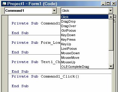 Cách tạo hàm xử lý sự kiện của đối tượng Qui trình tổng quát của việc tạo thủ tục xử lý cho 1 sự kiện nào đó của 1 đối tượng : 1. chọn menu View.Code để hiễn thị cửa sổ code. 2.