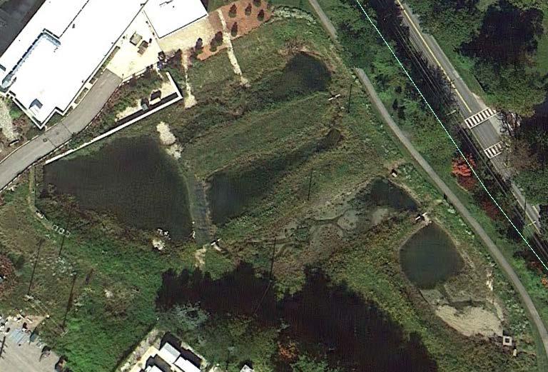 Figure 2 Photograph of VU Constructed Stormwater Wetland from Google Earth (2013).