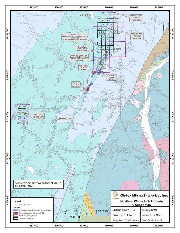 WOODSTOCK MANGANESE DEPOSIT The Manganese deposits are located approximately 5 km northwest of the town of Woodstock and are easily accessible from the