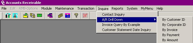 Inquire Options AR Drill Down By