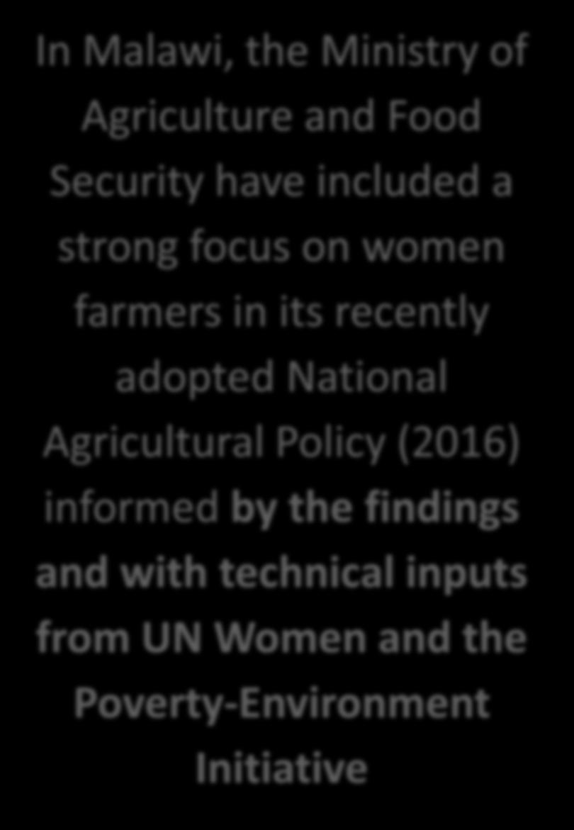 Improve women farmers access to climate smart labor saving technologies for agricultural production and for household use (save labour in unpaid care and domestic work, such as improved access to