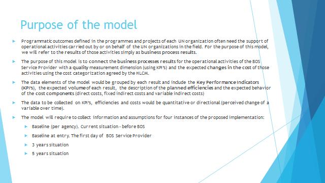 Annex I: Cost Benefit Analysis BOS framework Cost Benefit Analysis Based on HLCM agreed costing definitions High level model for the implementation of BOS actions For the assessment of the