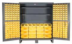 NEW PRODUCTS 72 WIDE CABINET with Hook-on bins 72 Wide Cabinet with 264 Bins (Flush Door Style) Heavy duty all welded 14 gauge steel 6 high box style legs provide access 264 durable polyethylene