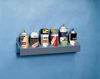 AEROSOL STORAGE CAN CADDY Aerosol Can Caddy Sturdy one piece steel construction Holds up to 6 standard sized aerosol cans Prepunched holes allow wall mounting or fastening to tool boxes Solid bottom